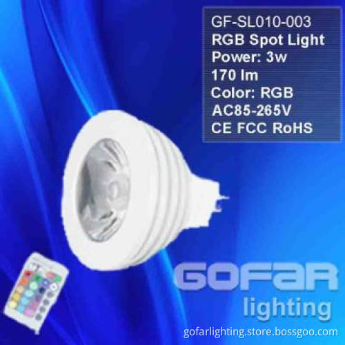 3W RGB Spot Light / LED Spot Light with Controller E27/MR16